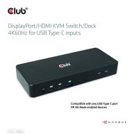 Conmutador/base de conexión KVM DisplayPort/HDMI 4K60Hz para entradas USB Tipo-C