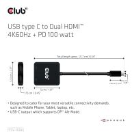 USB Type-C to Dual HDMI™ 4K60Hz + PD 100 Watt