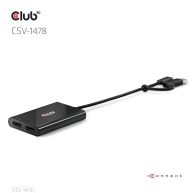 El Club 3D CSV-1478 USB Tipo-C (con adaptador USB-A) a doble DisplayPort™ (4K60Hz) Video Splitter