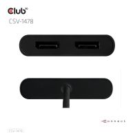 Der Club 3D CSV-1478 USB Typ-C (mit USB-A Adapter) dual DisplayPort™ (4K60Hz) Videosplitter