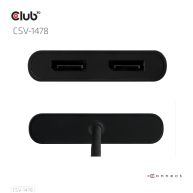 USB Type-C (with USB Type-A adapter) to dual DisplayPort™(4K60Hz) Video Splitter
