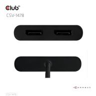 El Club 3D CSV-1478 USB Tipo-C (con adaptador USB-A) a doble DisplayPort™ (4K60Hz) Video Splitter