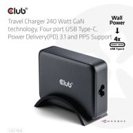 Travel Charger 240 Watt GaN technology, Four port USB Type-C, Power Delivery(PD) 3.1 and PPS Support