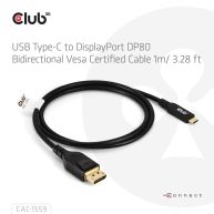 Cable certificado VESA bidireccional USB Tipo-C a DisplayPort DP80 de 1 m/ 3,28 pies