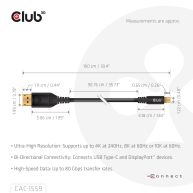 Cable certificado VESA bidireccional USB Tipo-C a DisplayPort DP80 de 1 m/ 3,28 pies