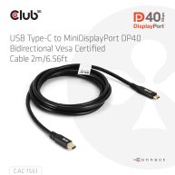 USB Type-C to MiniDisplayPort Bi-Directional VESA DP40 Certified Cable M/M 2m/6.56ft