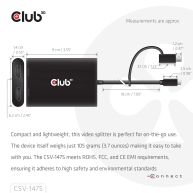 USB Type-C (with USB Type-A Adapter) to dual HDMI (4K60Hz) Video Splitter with DisplayLink