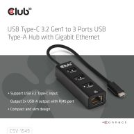 USB Type-C 3.2 Gen1 to 3 Ports USB Type-A with Gigabit Ethernet