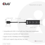 USB Type-C 3.2 Gen1 to 3 Ports USB Type-A with Gigabit Ethernet