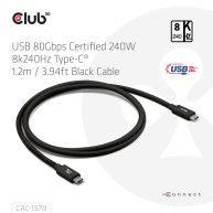 USB 80Gbps Zertifiziertes 240W 8K240Hz Type-C® 1.2m Kabel Schwarz