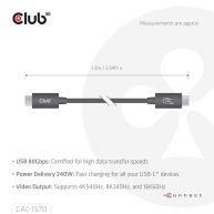 USB 80Gbps Zertifiziertes 240W 8K240Hz Type-C® 1.2m Kabel Schwarz