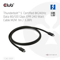 Thunderbolt™ 5 Zertifiziertes 8K240Hz Daten 80/120 Gbps EPR 240 Watt Kabel M/M 1m