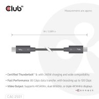 Thunderbolt™ 5 Zertifiziertes 8K240Hz Daten 80/120 Gbps EPR 240 Watt Kabel M/M 1m