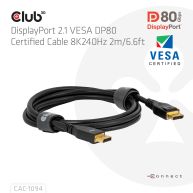DisplayPort™ 2.1 VESA DP80 Certified Cable 8K240Hz 2m/6.56ft 