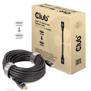 Descripción: El Club 3D CAC-2314 Cable HDMI™ 2.0 4K60Hz UHD RedMere® M/M 15 m/49,21 pies 28 AWG permite la conexión de su PC u ordenador portátil para juegos compatible con HDMI™ a un monitor de (ultra) alta definición u otro dispositivo compatible con HD