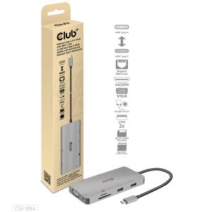 USB Gen1 Typ-C 9-in-1 Hub mit HDMI, VGA, 2x USB Gen1 Typ-A, RJ45, SD/Micro SD Kartenslots und USB Gen1 Typ-C Buchse