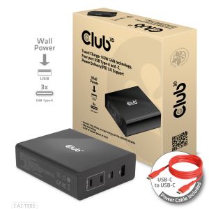 Cargador de viaje con tecnología GAN de 132 W, cuatro puertos USB tipo A y C, soporte Power Delivery (PD) 3.0