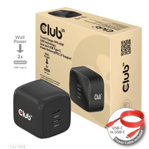 Cargador de viaje Tecnología PPS 45W GAN, Puerto dual USB Tipo-C, Soporte Power Delivery (PD) 3.0