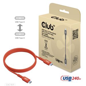 Cable certificado USB2 tipo C bidireccional USB-IF Datos 480 Mb, PD 240 W (48 V/5 A) EPR M/M 1 m/3,23 pies