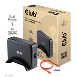 Travel Charger 240 Watt GaN technology, Four port USB Type-C, Power Delivery(PD) 3.1 and PPS Support