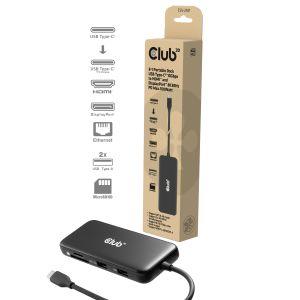 8-1 Portable Dock USB Type-C® 10Gbps to HDMI™ and DisplayPort™ 8K30Hz PD Max.100Watt