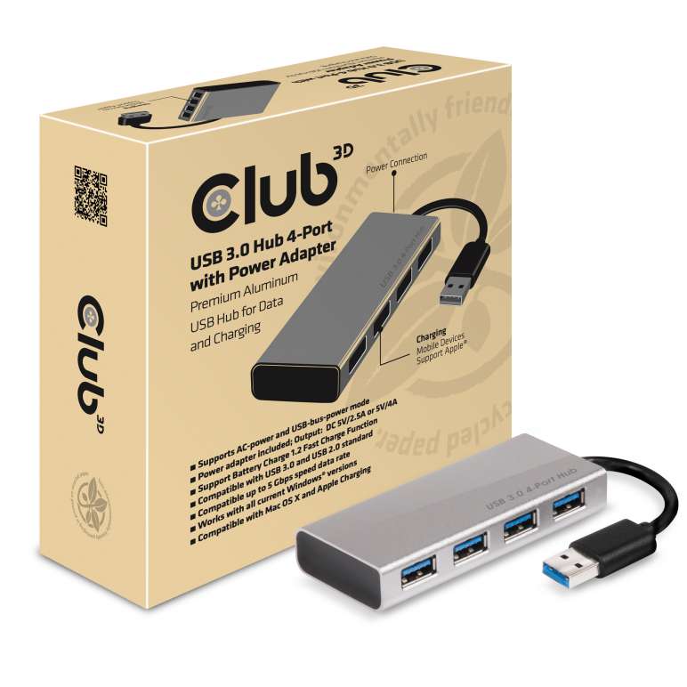 USB 3.1 Hub 4-Port with Power Adapter