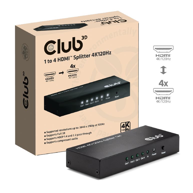 Splitter de 1 a 4 HDMI™ 4K120Hz