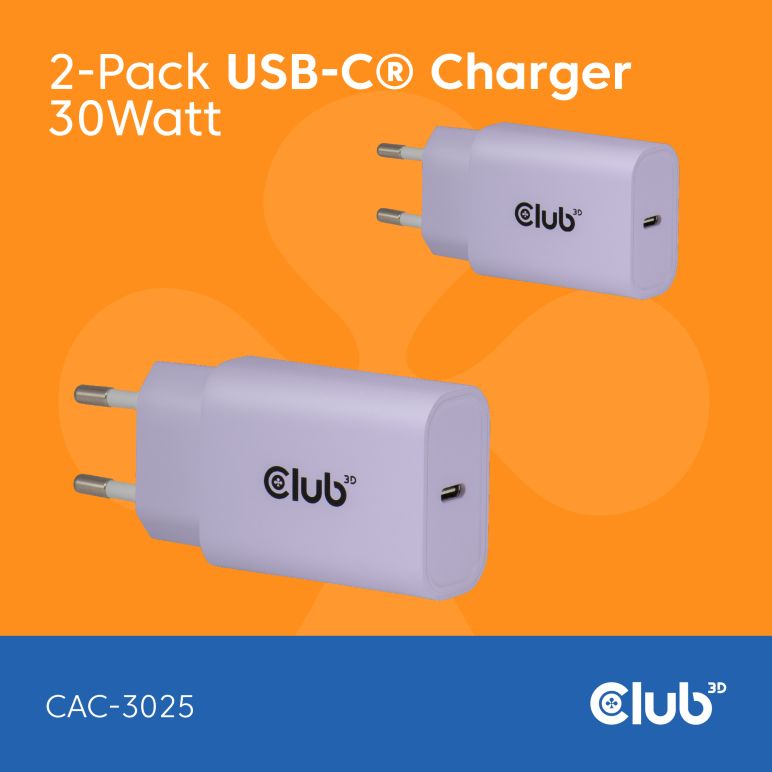 Pack de 2 cargadores USB-C® de 30 Watt Púrpura