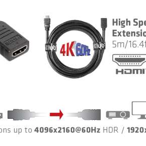 CAC-1325 High Speed HDMI™ Verlängerungskabel 4K60Hz St /B 5m 26AWG
